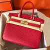 Hermes Birkin 30 Retourne Handmade Bag In Red Ostrich Leather