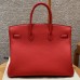 Hermes Birkin 35 in Rouge Casaque Togo Leather GHW