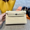 Hermes Mini Kelly Pochette 22cm Bag In Nata Matte Alligator Leather