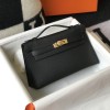 Hermes Mini Kelly Pochette 22cm Bag In Black Epsom Leather