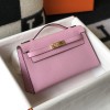 Hermes Mini Kelly Pochette 22cm Bag In Mauve Sylvestre Epsom Leather