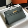 Hermes Mini Kelly Pochette 22cm Bag In Vert Amande Epsom Leather