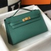 Hermes Mini Kelly Pochette 22cm Bag In Vert Vertigo Epsom Leather