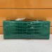 Hermes Kelly Cut Clutch in Vert Emeraude Crocodile Alligator Shiny Skin