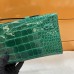 Hermes Kelly Cut Clutch in Vert Emeraude Crocodile Alligator Shiny Skin