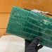 Hermes Kelly Cut Clutch in Vert Emeraude Crocodile Alligator Shiny Skin