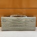 Hermes Kelly Cut Clutch in Gris Névé Crocodile Alligator Shiny Skin Hermes Kelly Cut Clutch in Gris Névé Crocodile Alligator Shiny Skin
