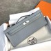 Hermes Kelly Cut Clutch in Bleu Lin Epsom Leather Hermes Kelly Cut Clutch in Bleu Lin Epsom Leather