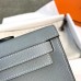 Hermes Kelly Cut Clutch in Bleu Lin Epsom Leather Hermes Kelly Cut Clutch in Bleu Lin Epsom Leather