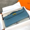Hermes Kelly Cut Clutch in Blue Jean Epsom Leather