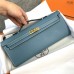 Hermes Kelly Cut Clutch in Blue Jean Epsom Leather Hermes Kelly Cut Clutch in Blue Jean Epsom Leather