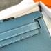 Hermes Kelly Cut Clutch in Blue Jean Epsom Leather Hermes Kelly Cut Clutch in Blue Jean Epsom Leather
