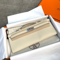 Replica Hermes Kelly Cut Clutch in Craie Epsom Leather Replica Hermes Kelly Cut Clutch Craie Epsom Leather silver hardware