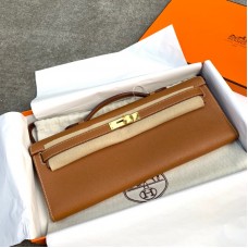 Replica Hermes Kelly Cut Clutch Gold Epsom Leather gold hardware