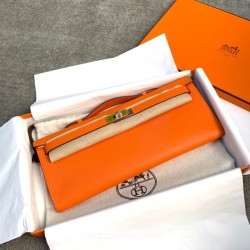 Replica Hermes Kelly Cut Clutch in Orange Epsom Leather Replica Hermes Kelly Cut Clutch Orange Epsom Leather gold hardware