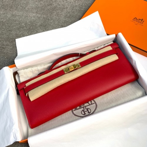 Replica Hermes Kelly Cut Clutch in Red Epsom Leather Replica Hermes Kelly Cut Clutch Red Epsom Leather gold hardware