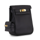 Luxury Black Replica Hermes Kelly Jump Backpack - Explore Collection Black Replica Hermes Kelly Jump Backpack showcasing front buckle and leather texture