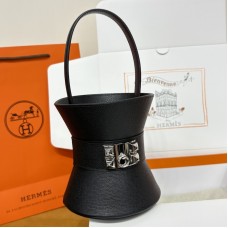Replica Hermes Mini Medor Bag in Black - Front View