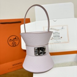 Replica Hermes Mini Medor Bag in Mauve Pale - Front View