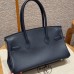 Hermes Shoulder Birkin 29 in Blue Presse Evercolor Leather