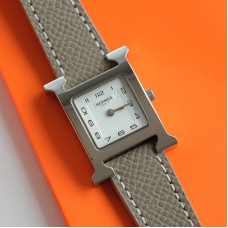 Replica Hermès Heure H Mini 21mm White Gold Plated Watch with Chestnut Epsom Calfskin Strap Replica Hermès Heure H Watch Mini 21mm White Gold Case Chestnut Epsom Leather Ladies Wrist Watch