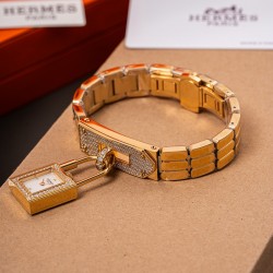 Replica Hermes Kelly Watch Mini 16mm Diamond Steel Padlock Ladies Wrist Watch