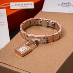 Replica Hermes Kelly Watch Mini 16mm Diamond Steel Padlock Ladies Wrist Watch