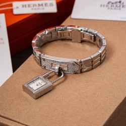 Replica Hermes Kelly Watch Mini 16mm Diamond Steel Padlock Ladies Wrist Watch